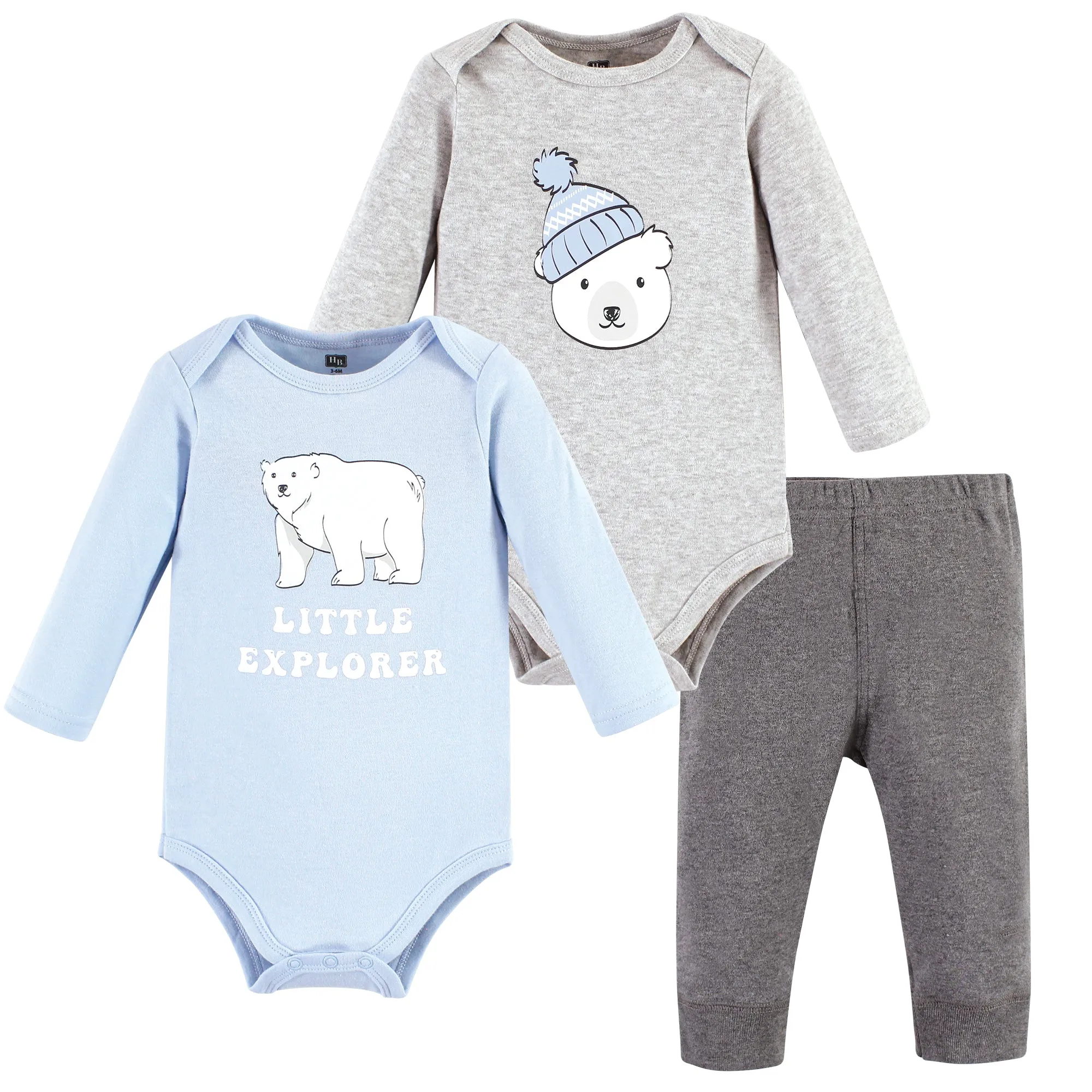 Hudson Baby Cotton Bodysuit and Pant Set, Polar Bear Explorer