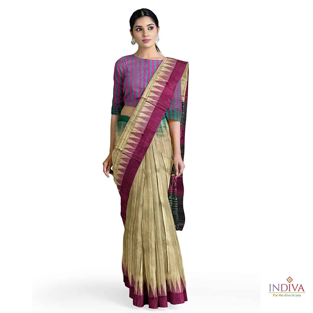 Indiva Sambalpuri Tussar Ghicha Silk Saree