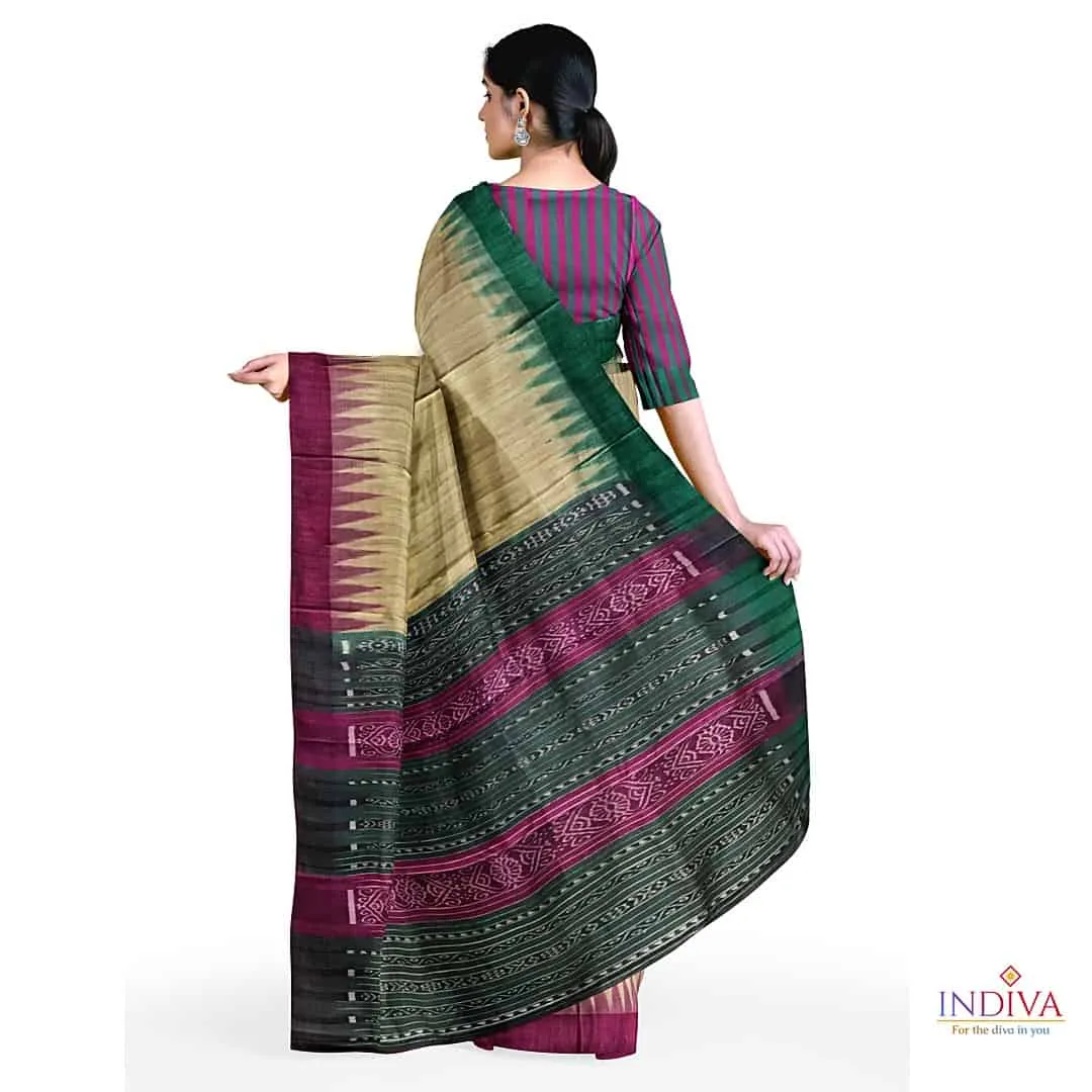 Indiva Sambalpuri Tussar Ghicha Silk Saree