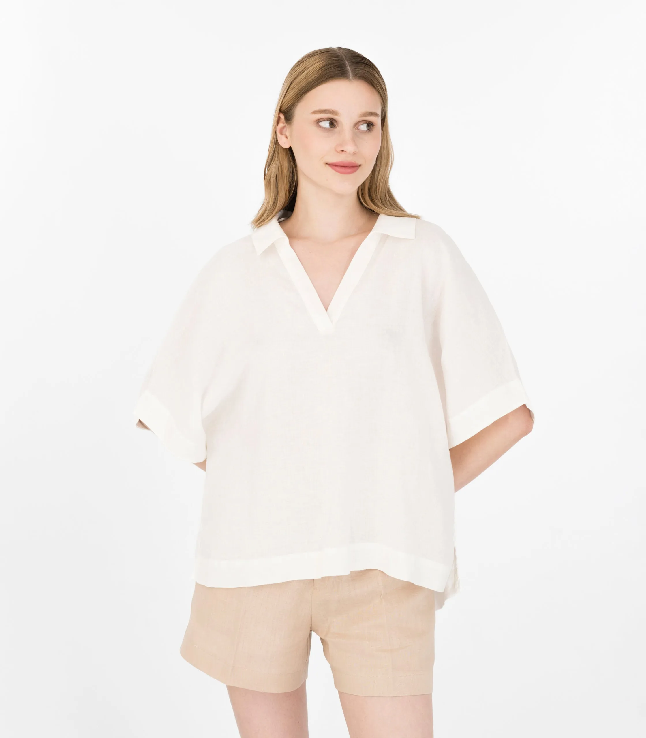 Ivory Linen Top White