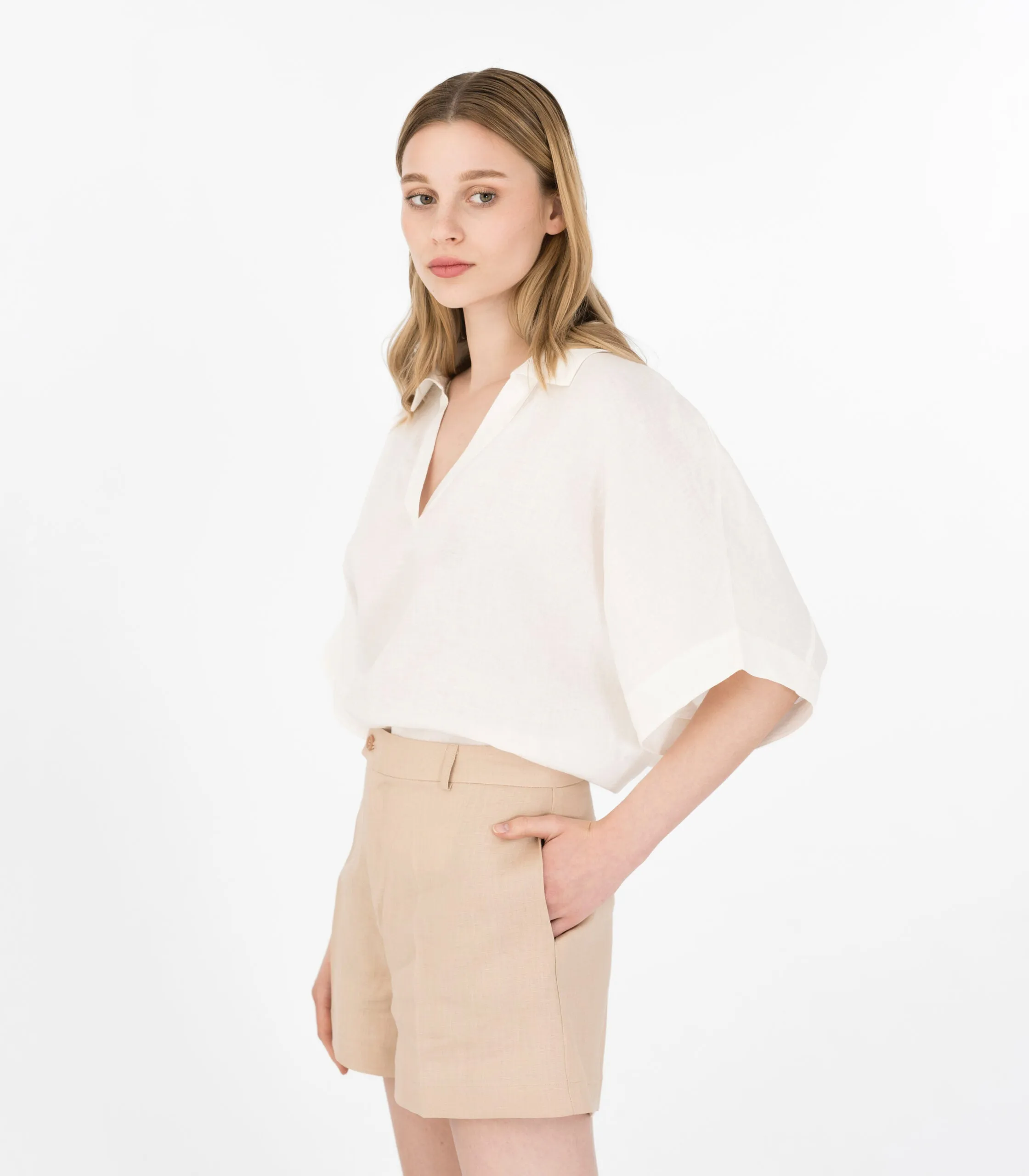 Ivory Linen Top White