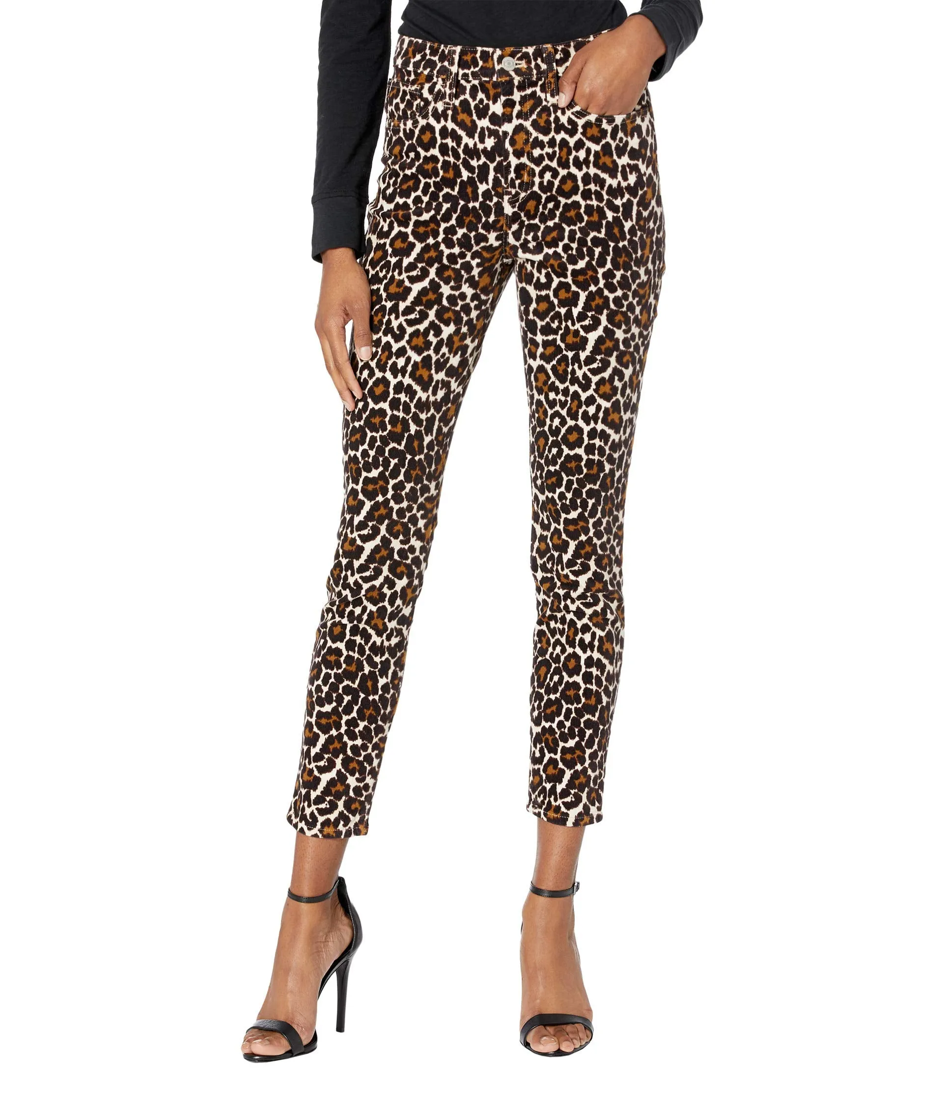 Jrew High Waist Pants, 10" Toothpick in Leopard Cord