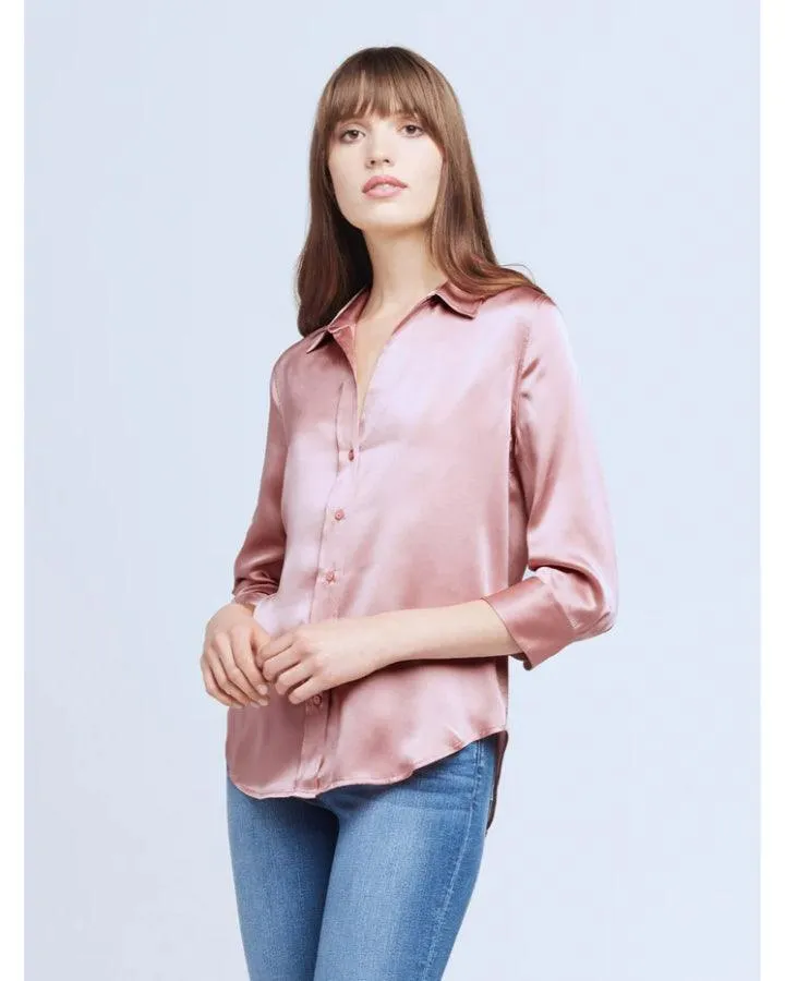 L'Agence Dani 3/4 Sleeve Silk Blouse