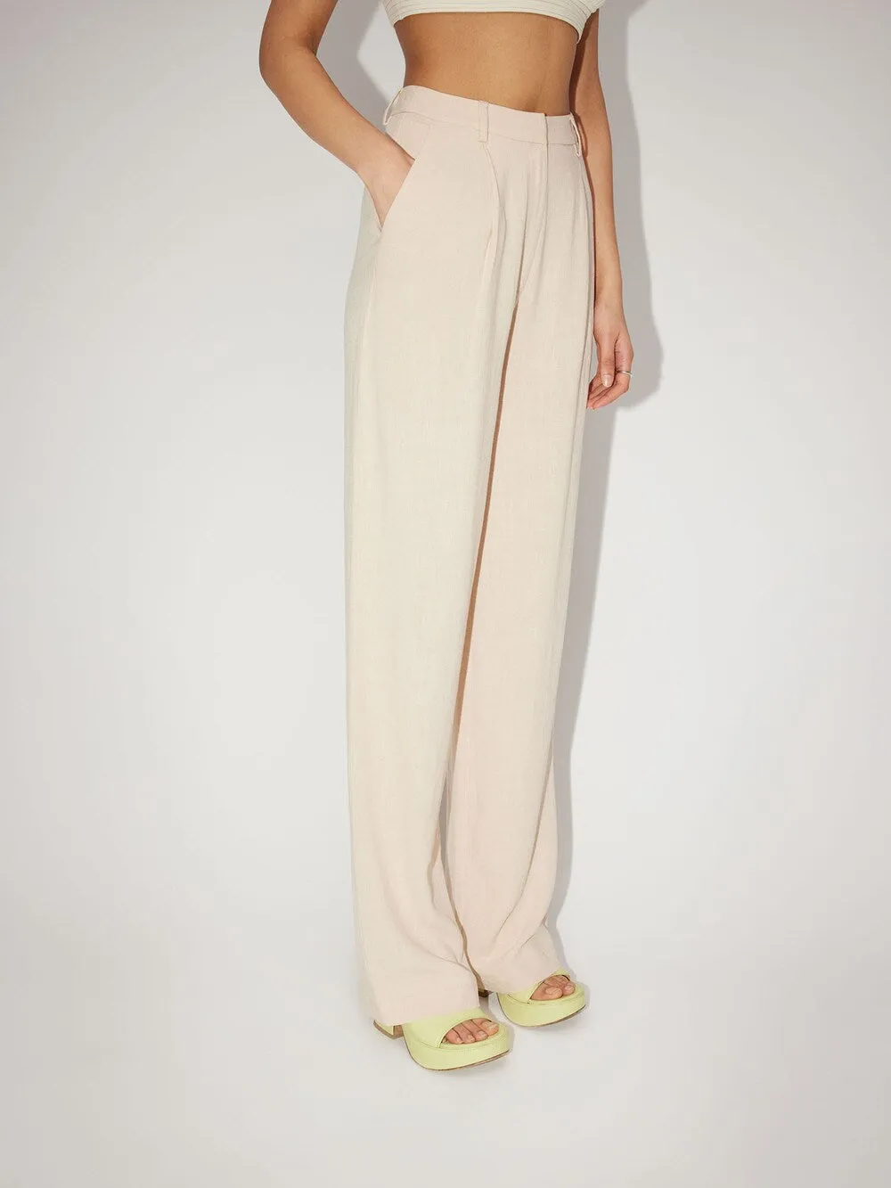 Leger By Lena Gercke Thora wide leg trousers with pleats in front, beige