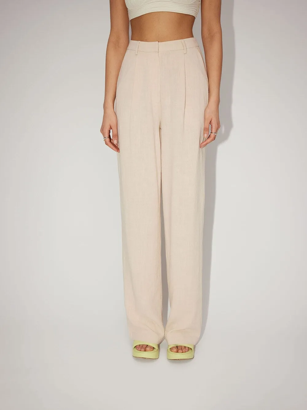 Leger By Lena Gercke Thora wide leg trousers with pleats in front, beige