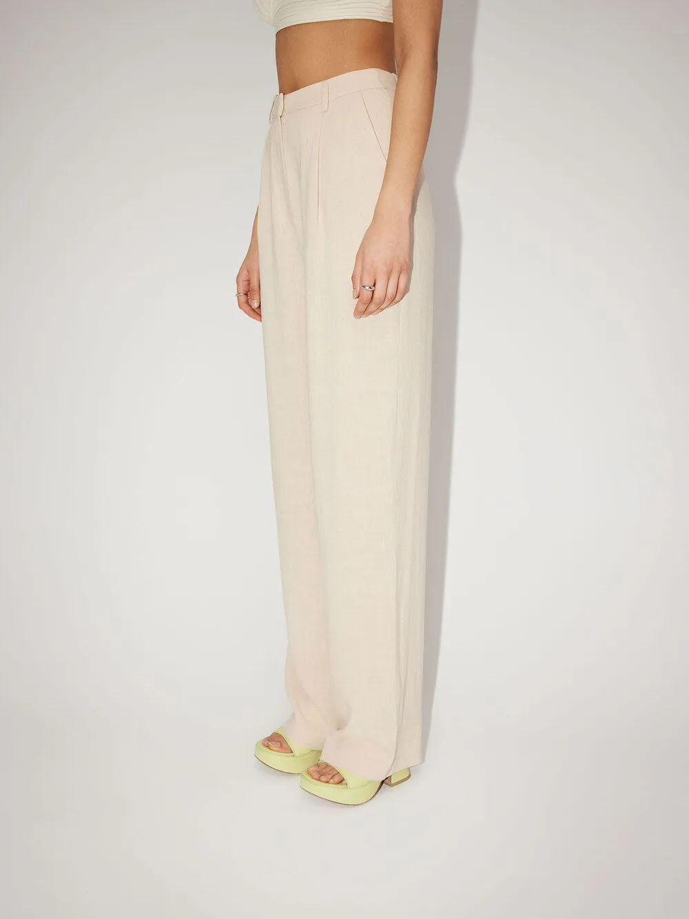 Leger By Lena Gercke Thora wide leg trousers with pleats in front, beige