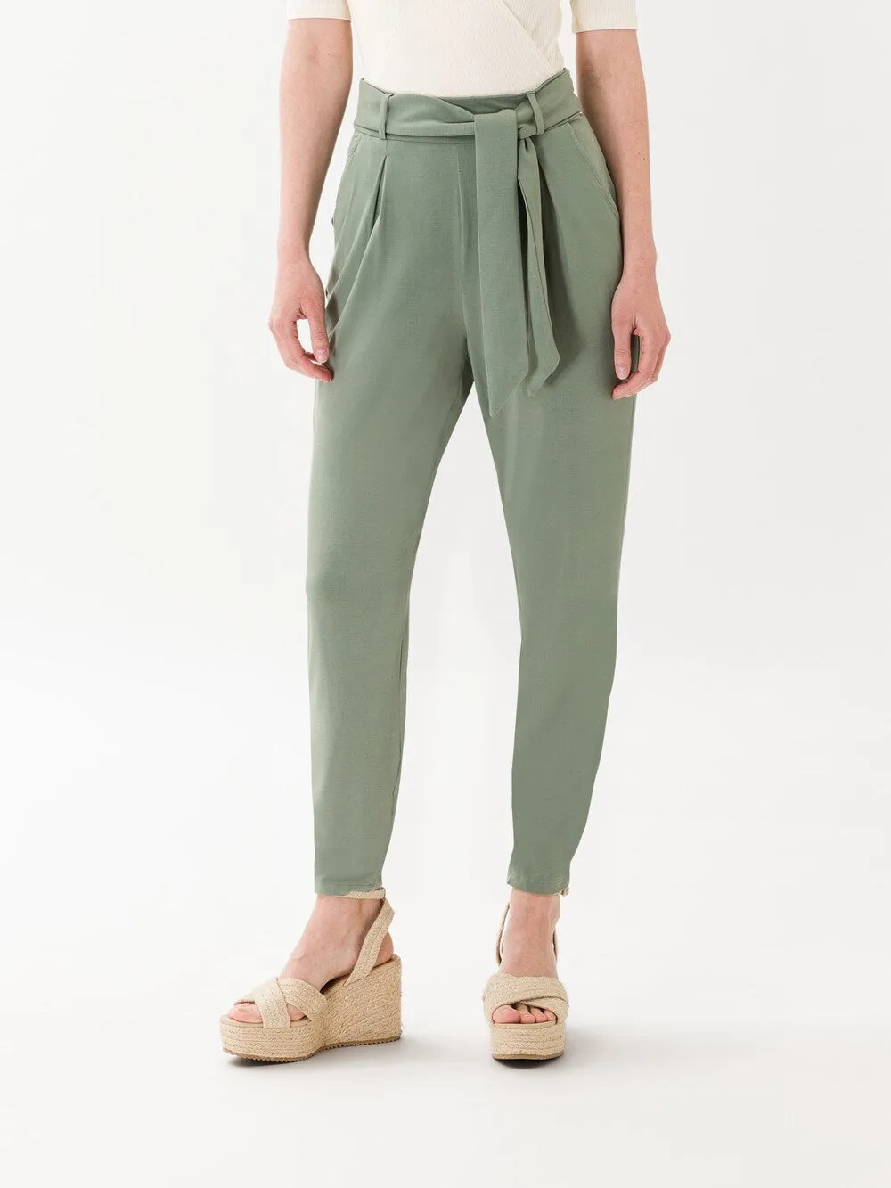 Les Lunes Jade Pleat Front Tapered Pants, Pastel Green