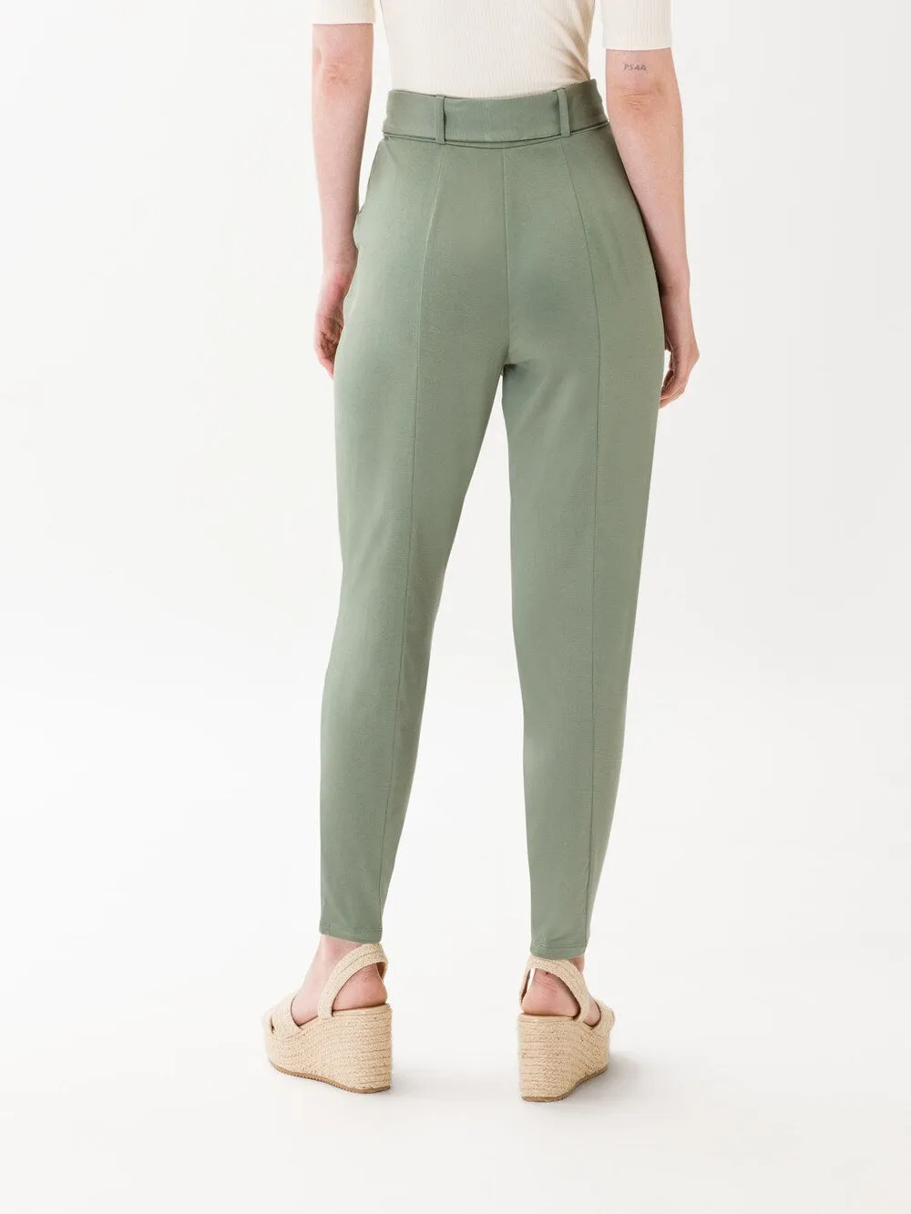 Les Lunes Jade Pleat Front Tapered Pants, Pastel Green