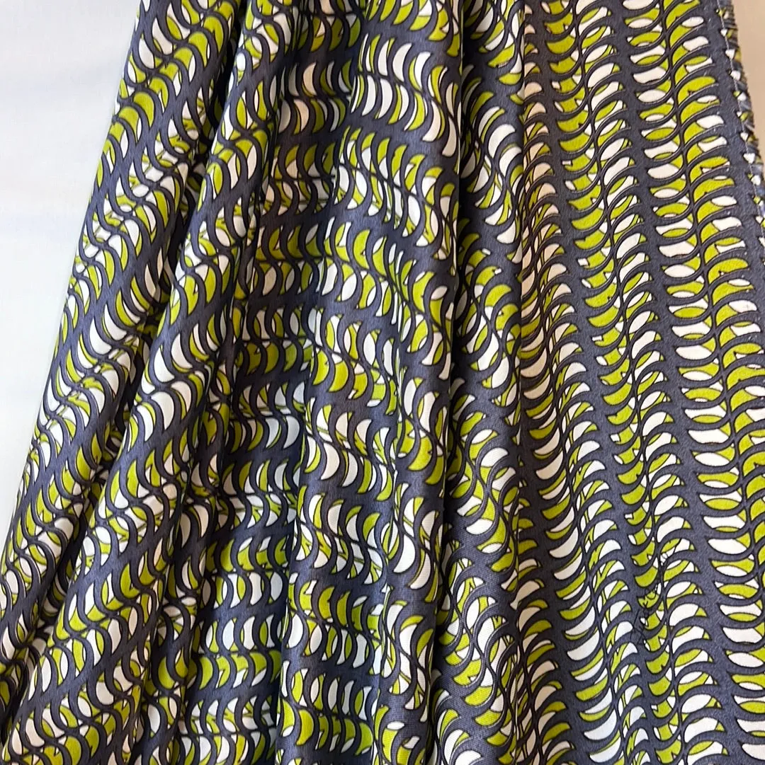 Lime crescent silk twill