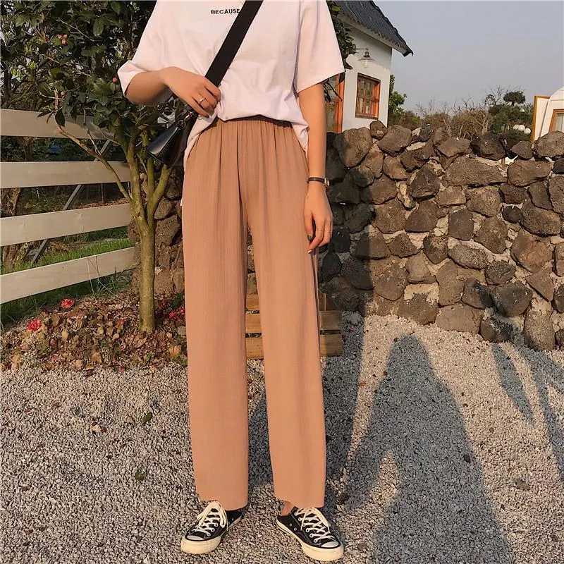 Loose Korean Aesthetic Elastic Waist Pants