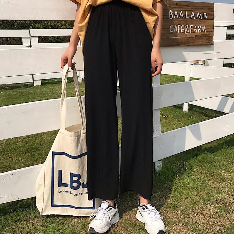 Loose Korean Aesthetic Elastic Waist Pants