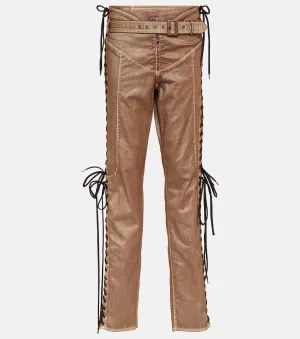 Low-rise denim corset trousers from the knwls Jean Paul Gaultier collaboration brown