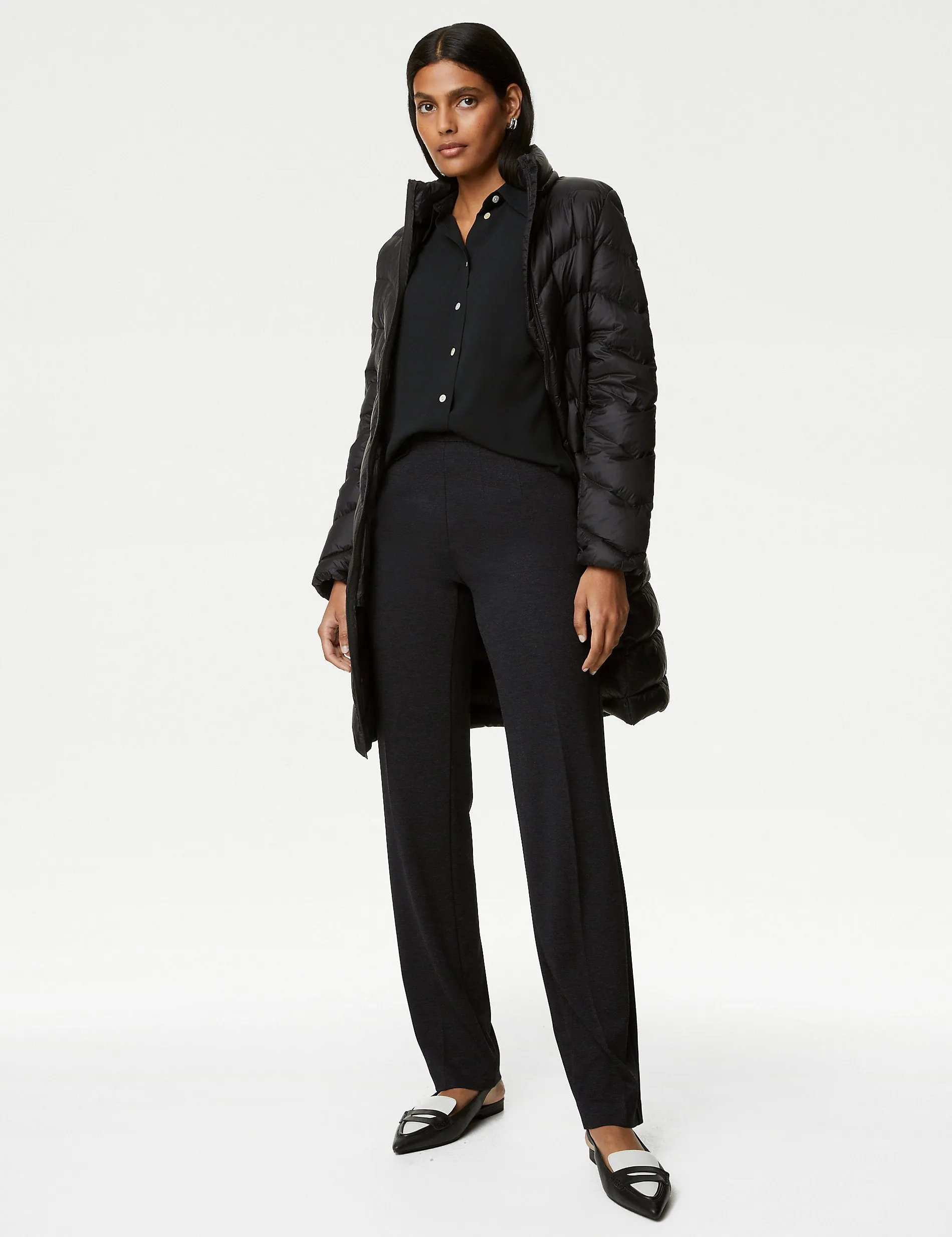 Marks & Spencer Stretch Jersey Straight Trousers