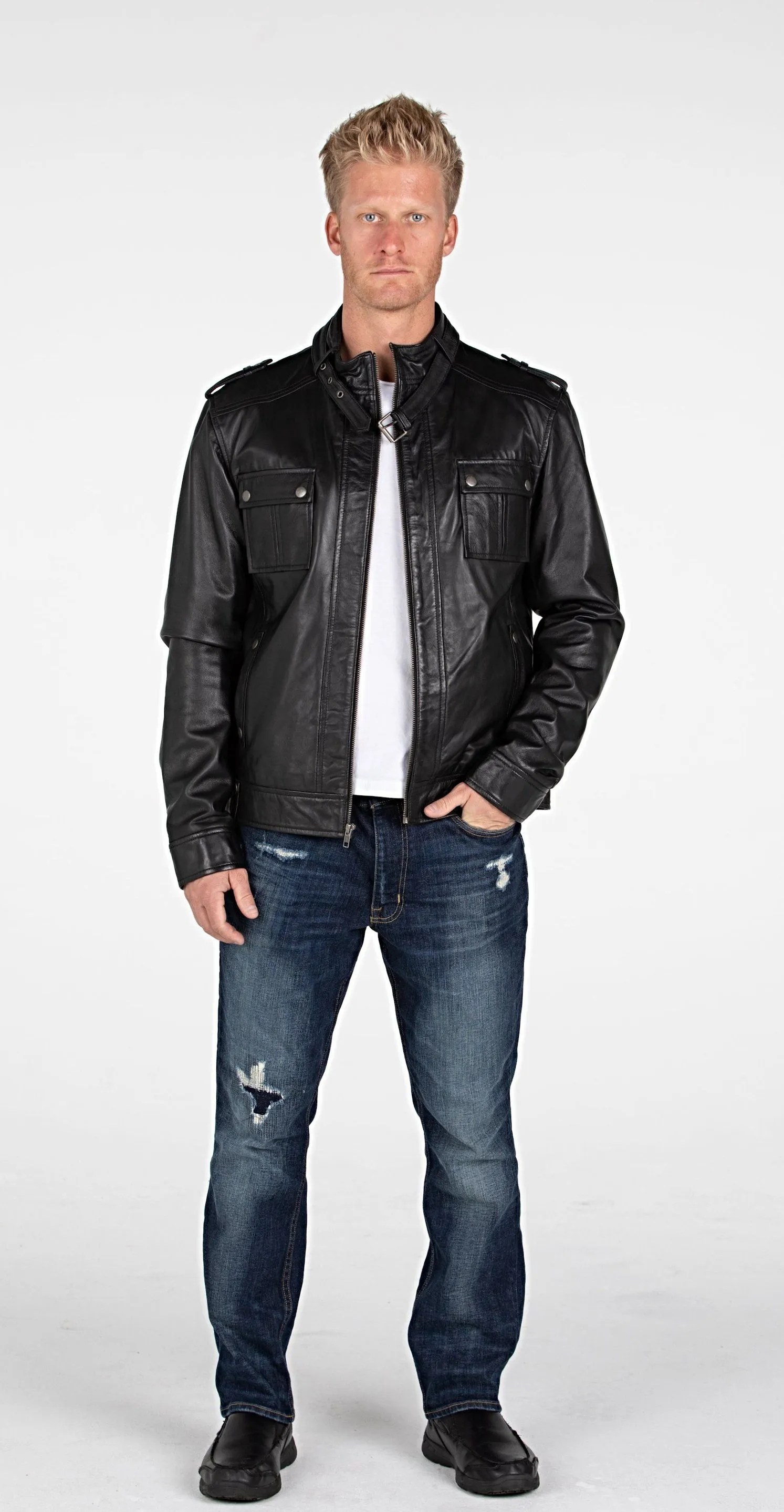 Mens Fitted Cabone Leather Jacket