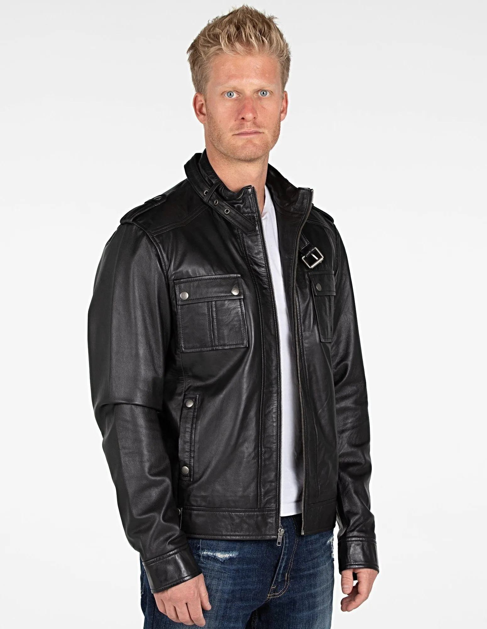 Mens Fitted Cabone Leather Jacket