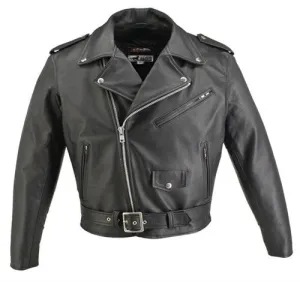 Men's Made in USA Classic Style Horse Hide Leather Motorcycle Jacket