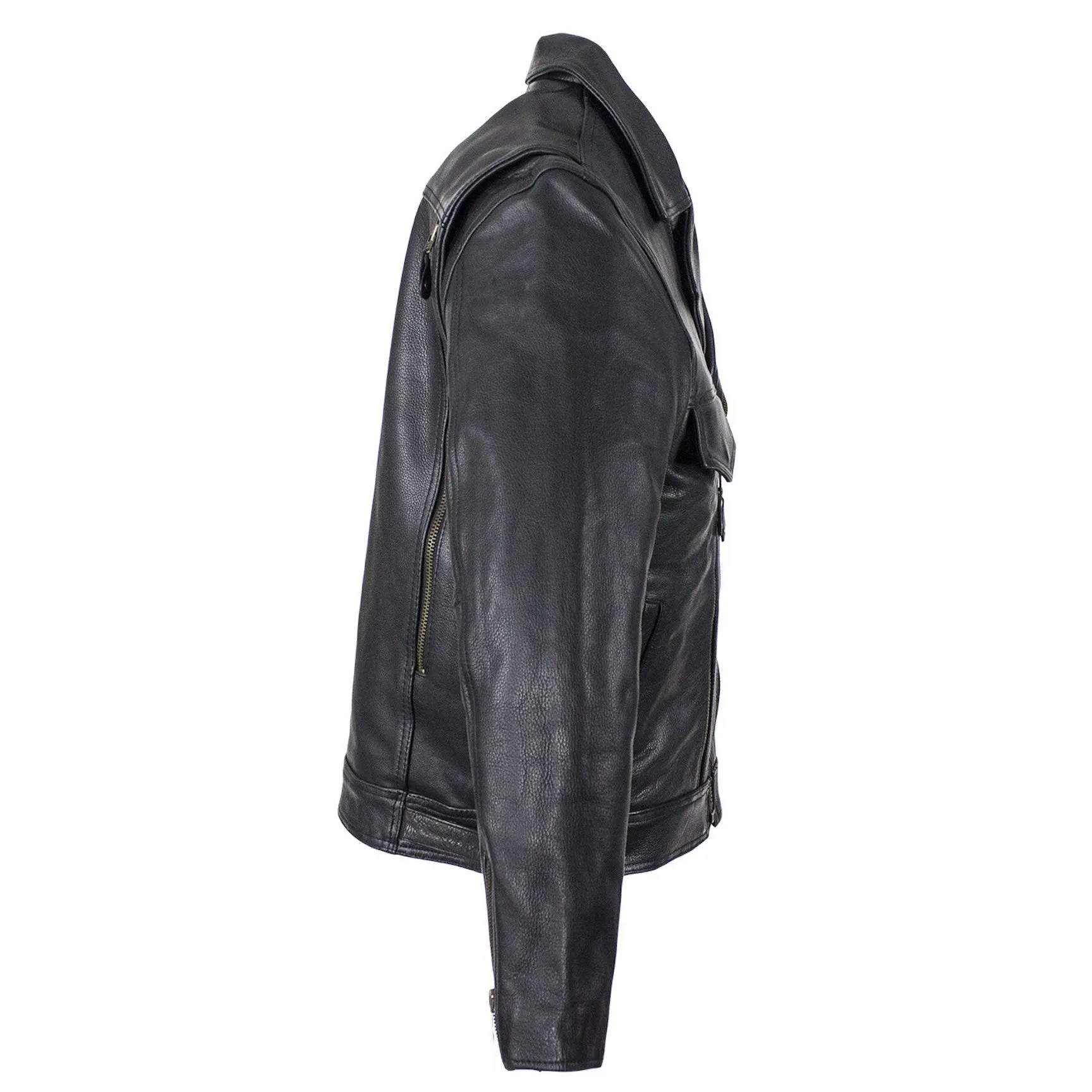 Mens Naked Leather Motorcycle Jacket With Large Front And Back Zippered Air Vents