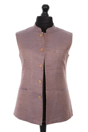 Mens Nehru Waistcoat in Copper Rose