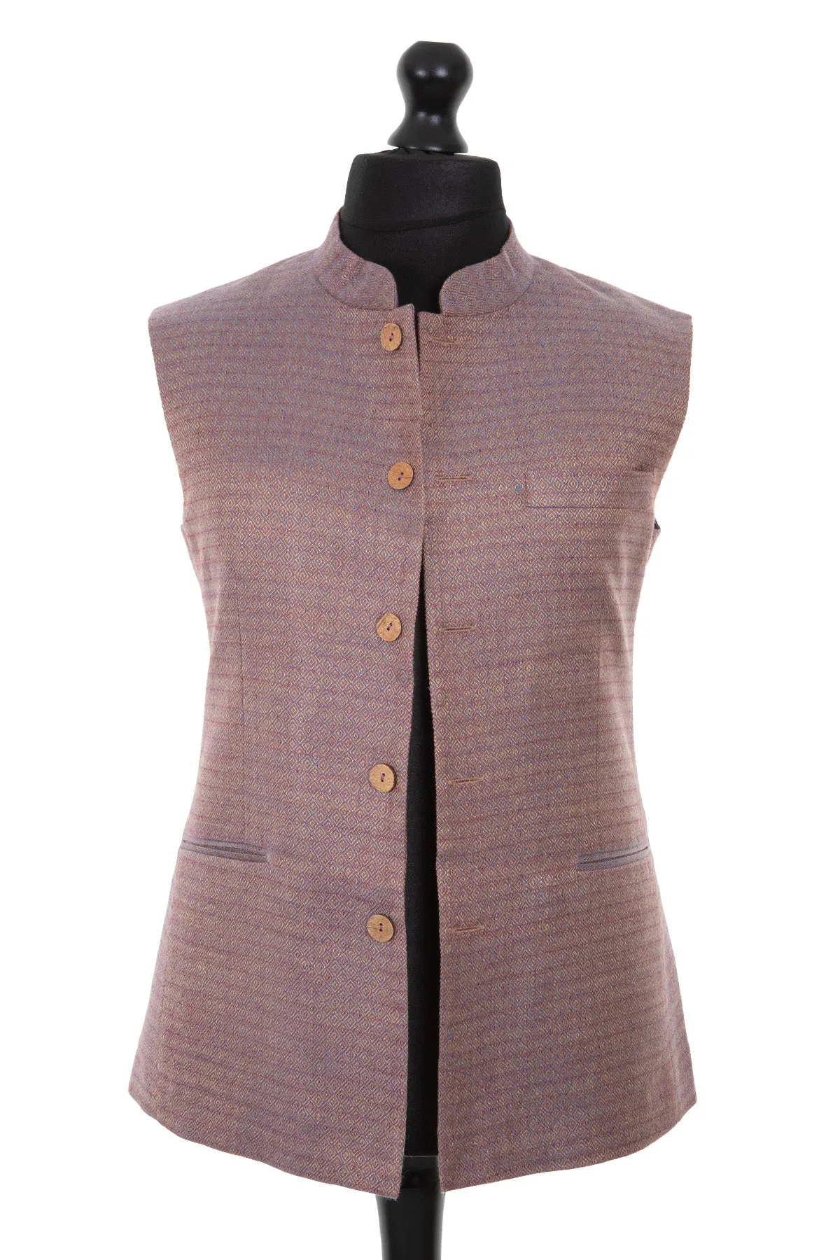 Mens Nehru Waistcoat in Copper Rose