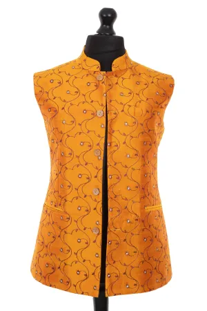 Mens Nehru Waistcoat in Jumoke Sun