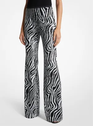 Michael Kors Zebra Sequin Tulle Pants, Black