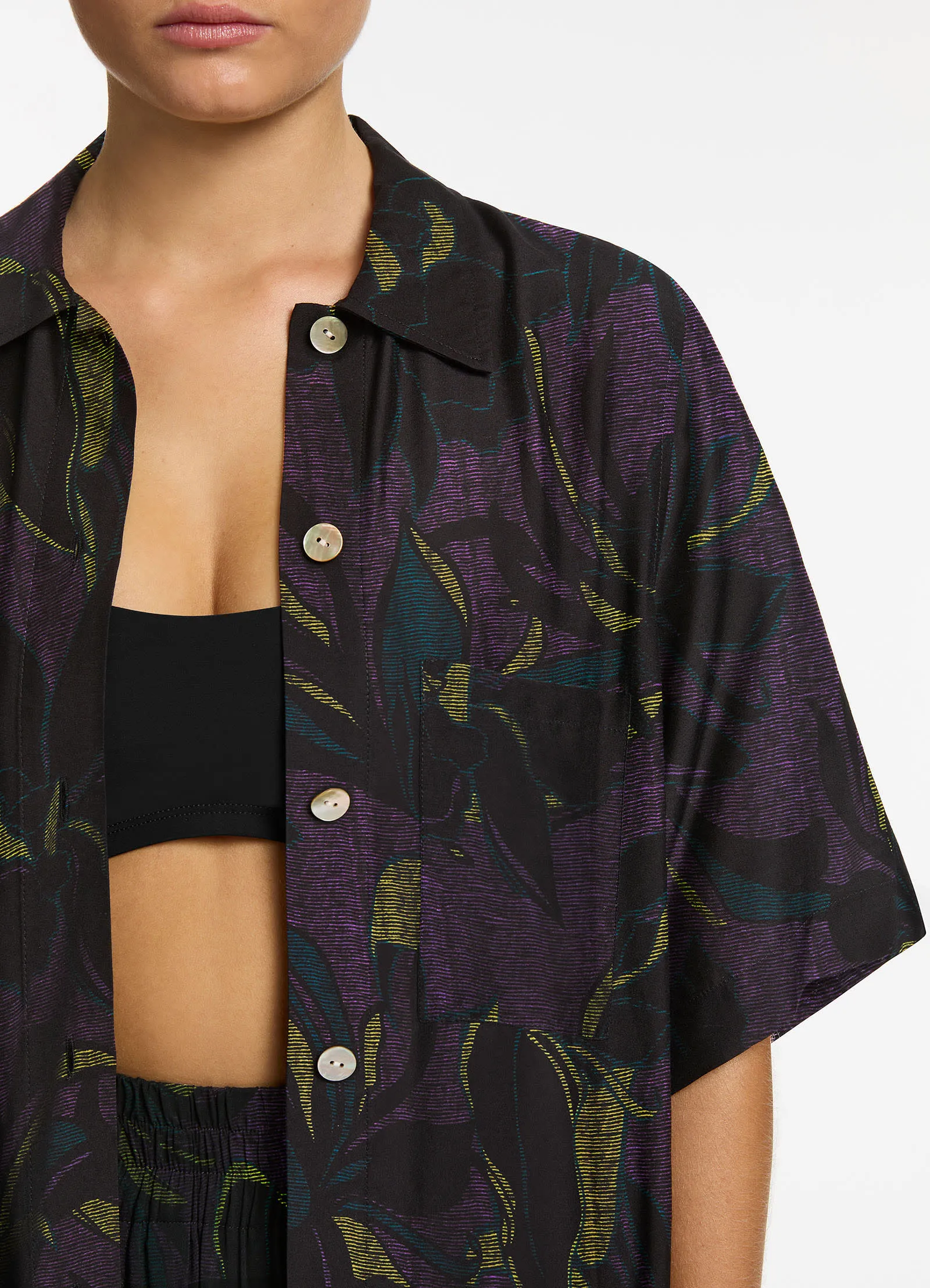 Midnight Tropical Short Sleeve Shirt - Amethyst