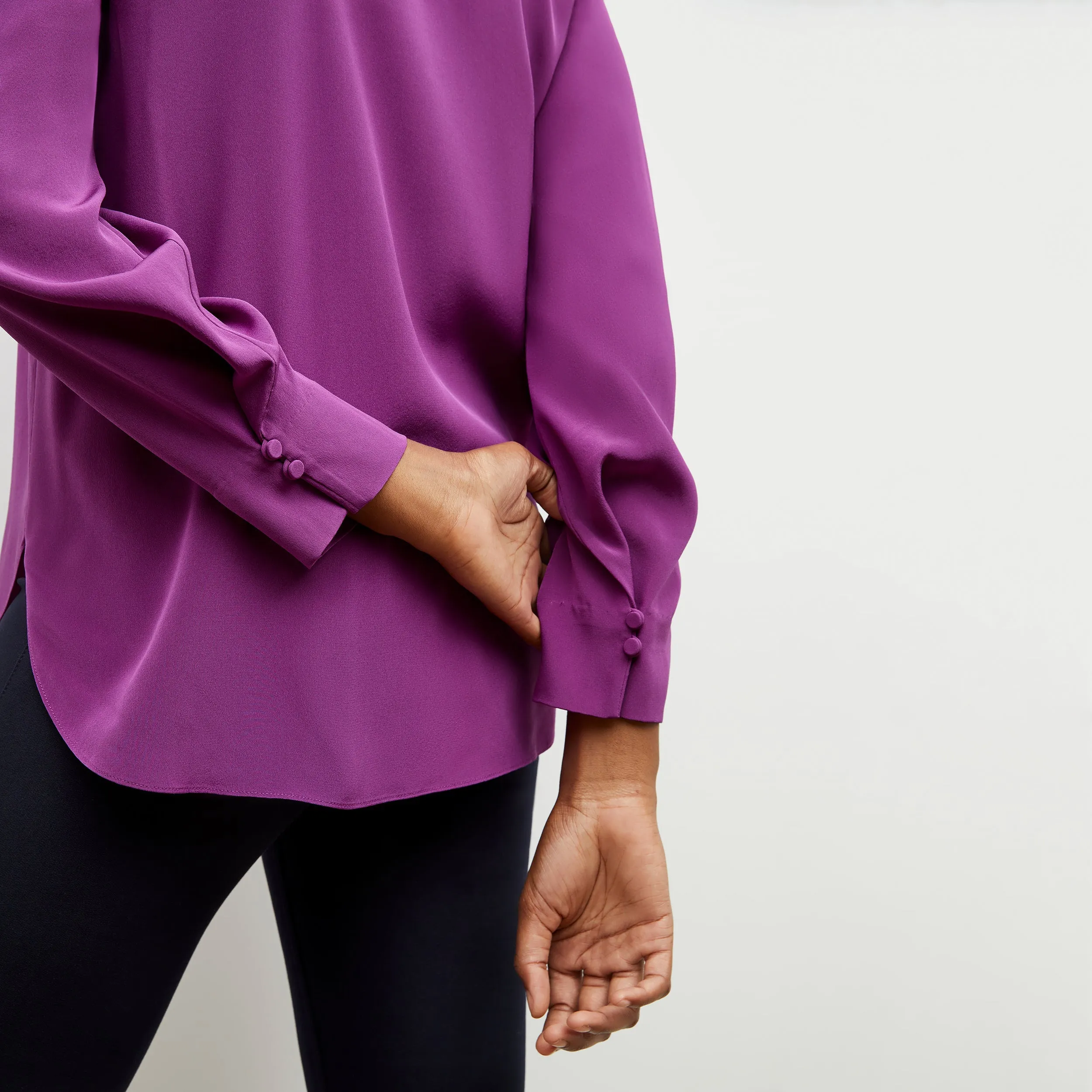 M.M. LAFLEUR - Darcy Top - Washable Silk :: Purple Jasper