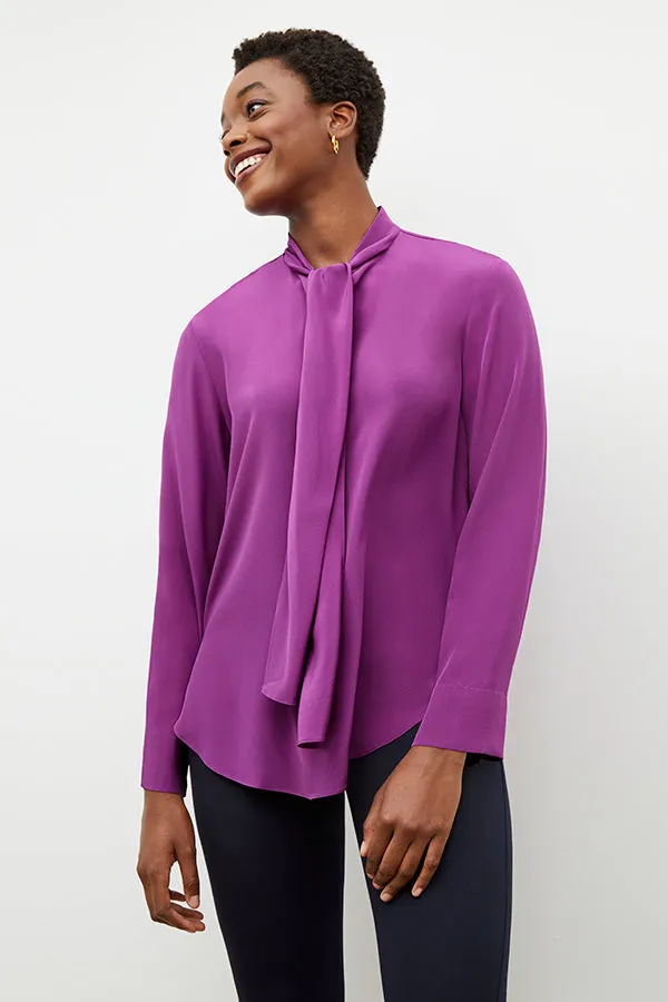 M.M. LAFLEUR - Darcy Top - Washable Silk :: Purple Jasper