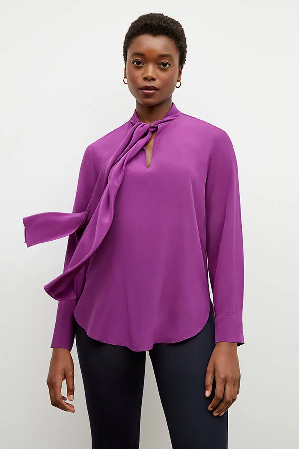 M.M. LAFLEUR - Darcy Top - Washable Silk :: Purple Jasper