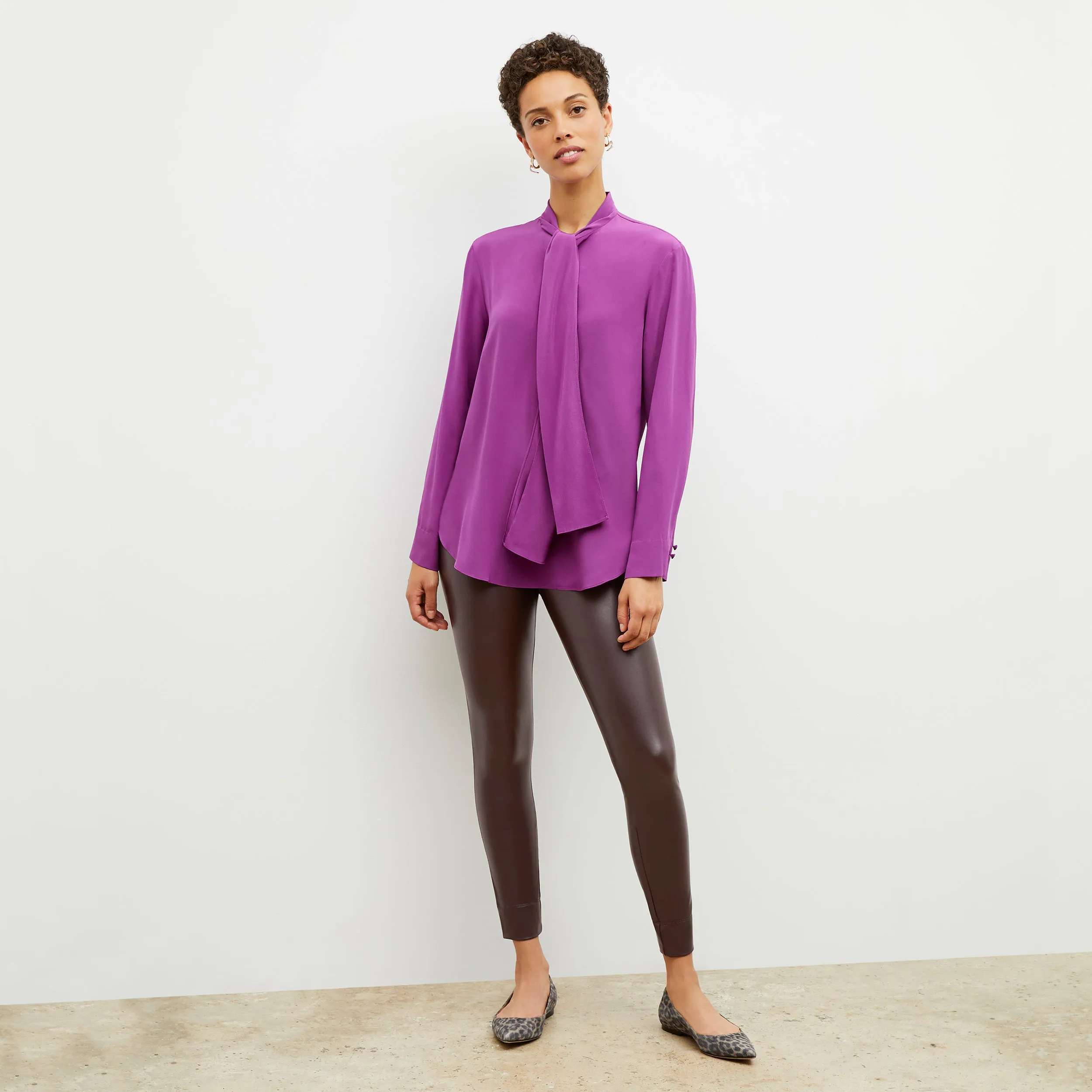 M.M. LAFLEUR - Darcy Top - Washable Silk :: Purple Jasper