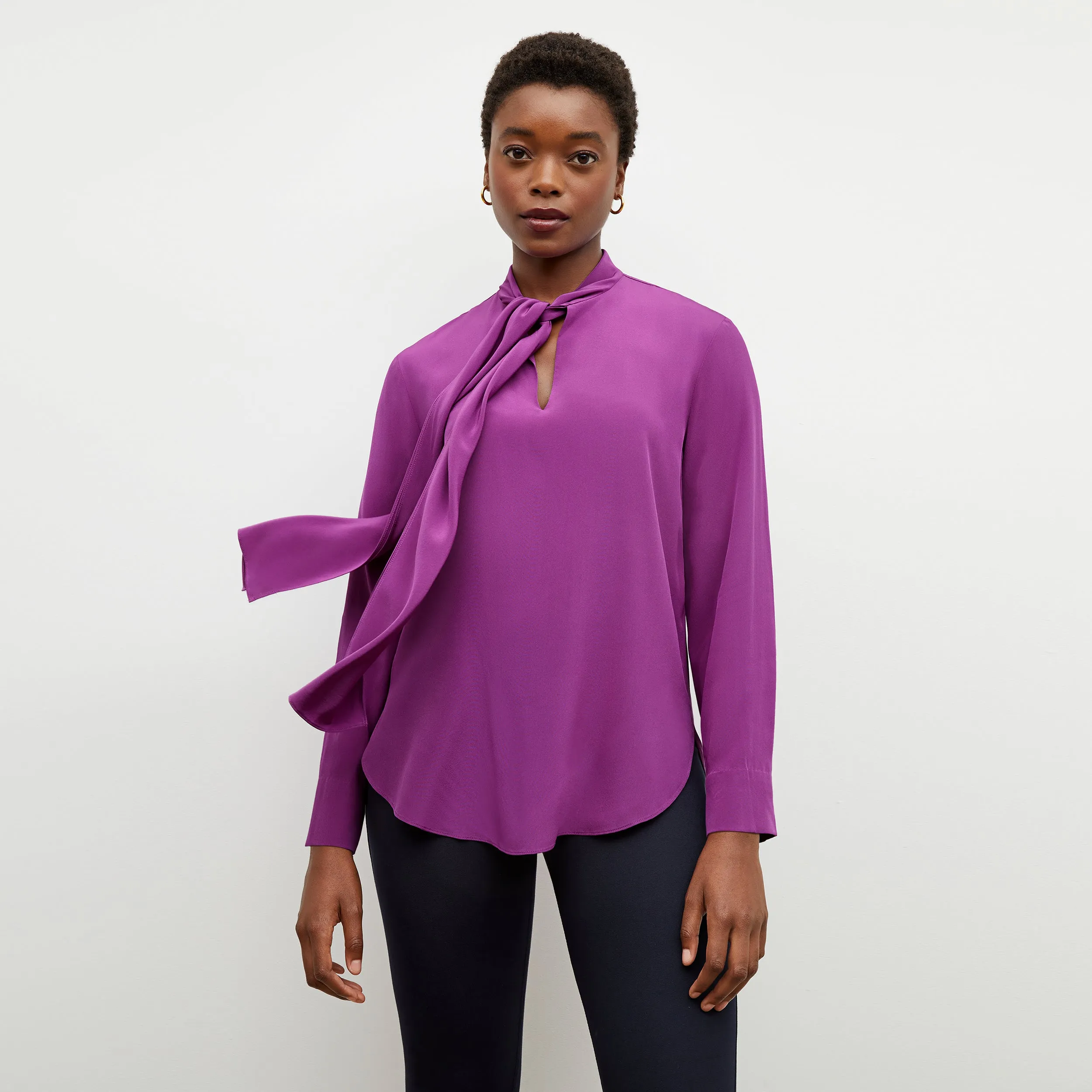 M.M. LAFLEUR - Darcy Top - Washable Silk :: Purple Jasper