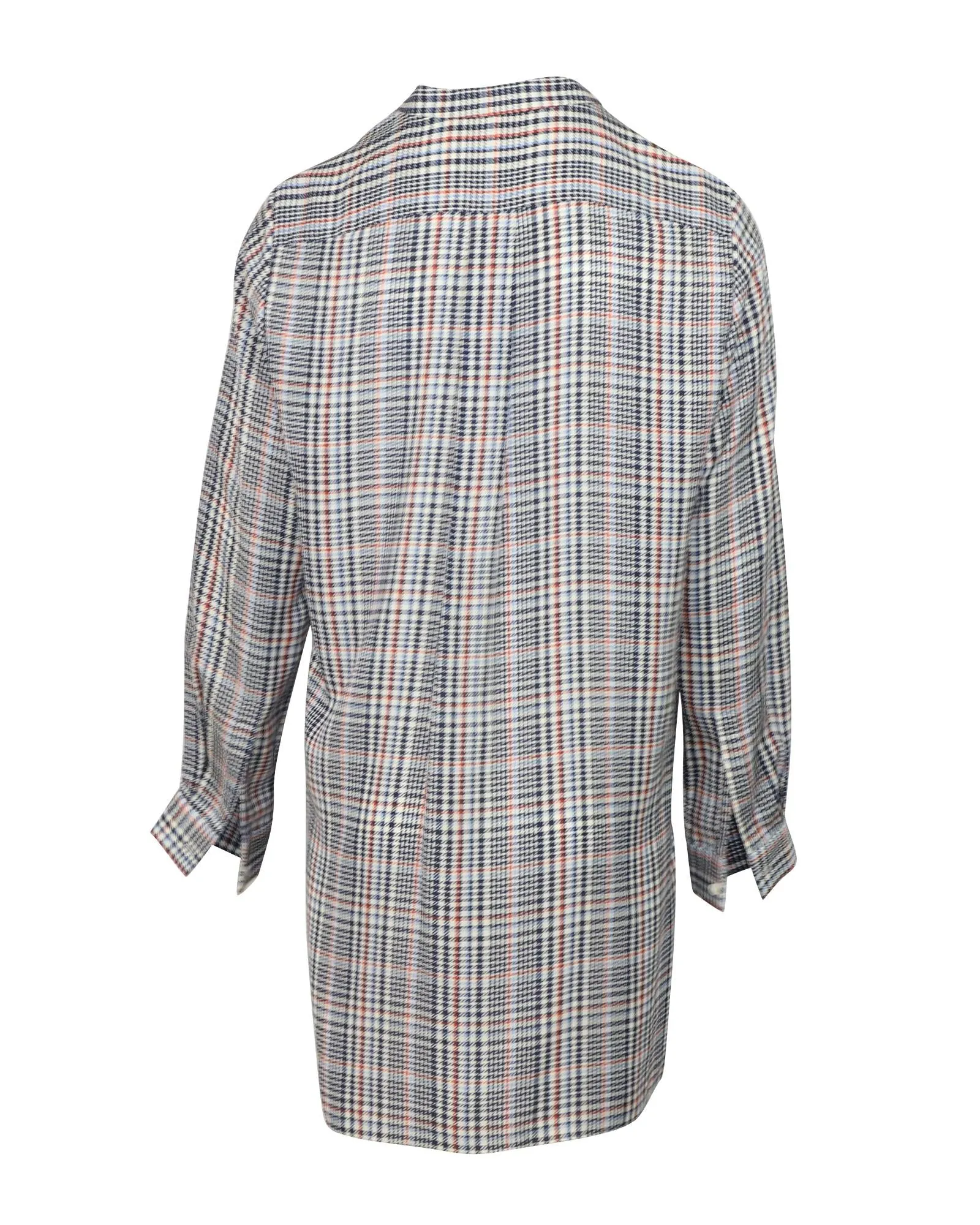 Multicolor Plaid Silk Long-Sleeve Shirt Dress by Joseph