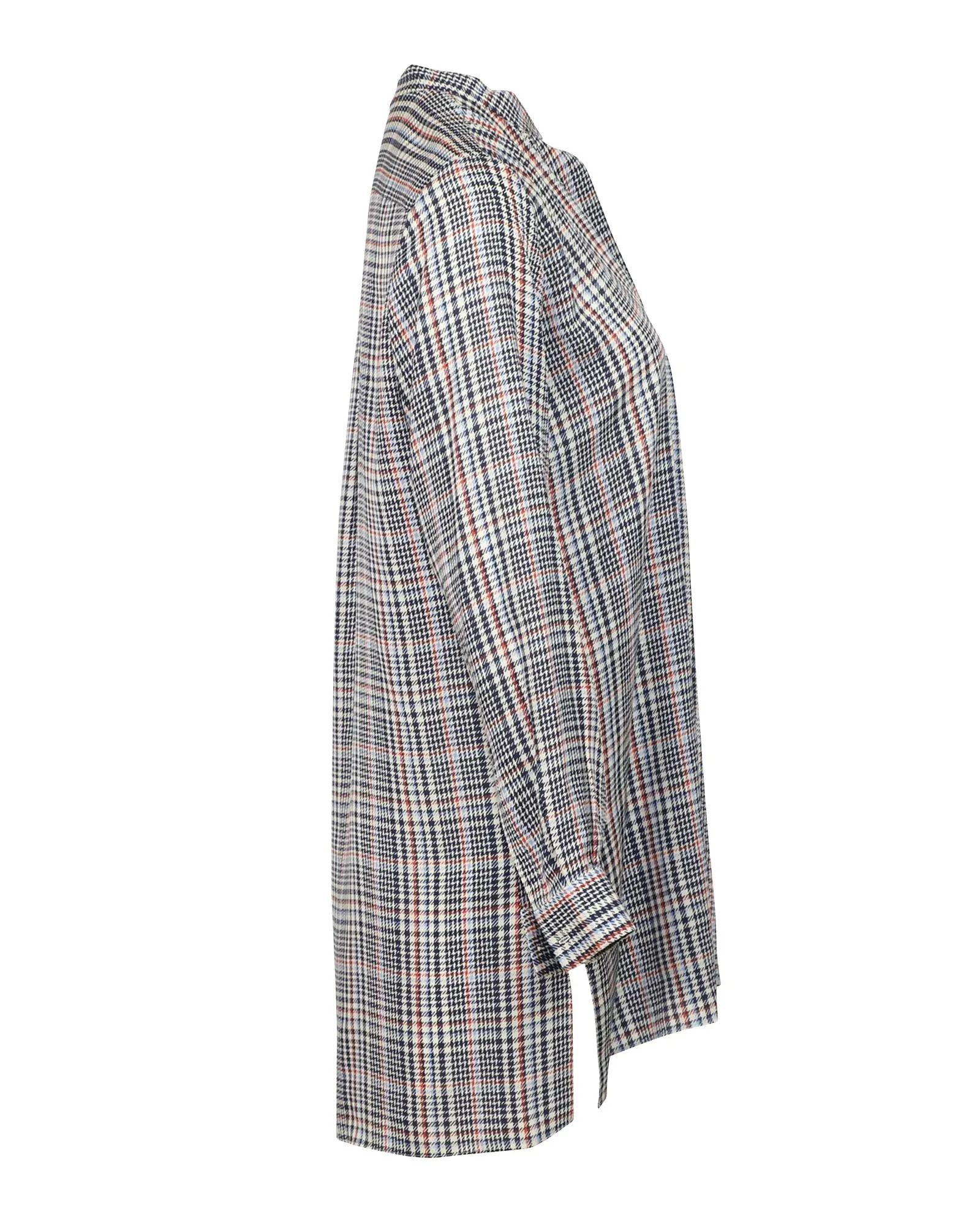 Multicolor Plaid Silk Long-Sleeve Shirt Dress by Joseph