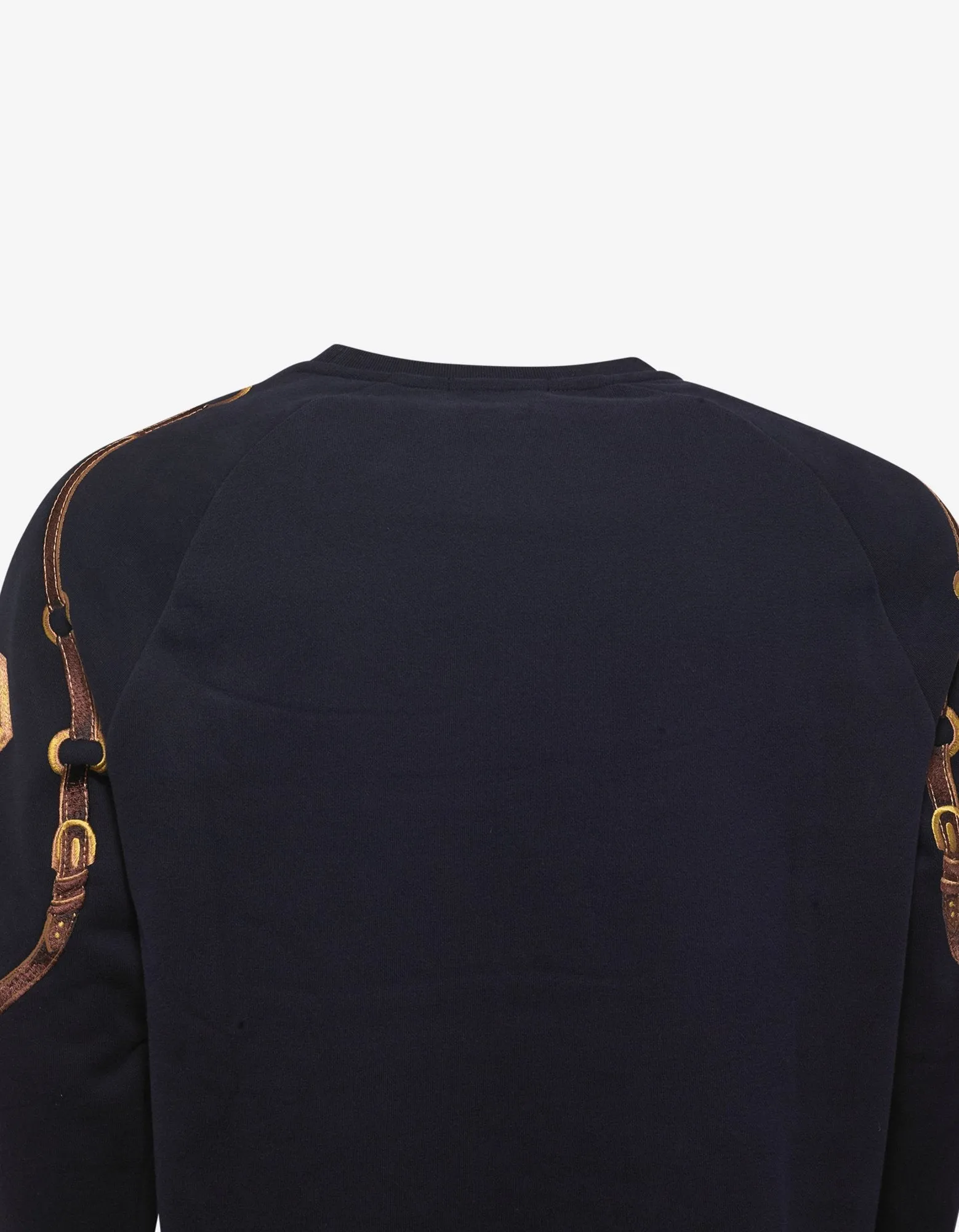 Navy Blue Silk Overlay Horse Graphic Sweatshirt -