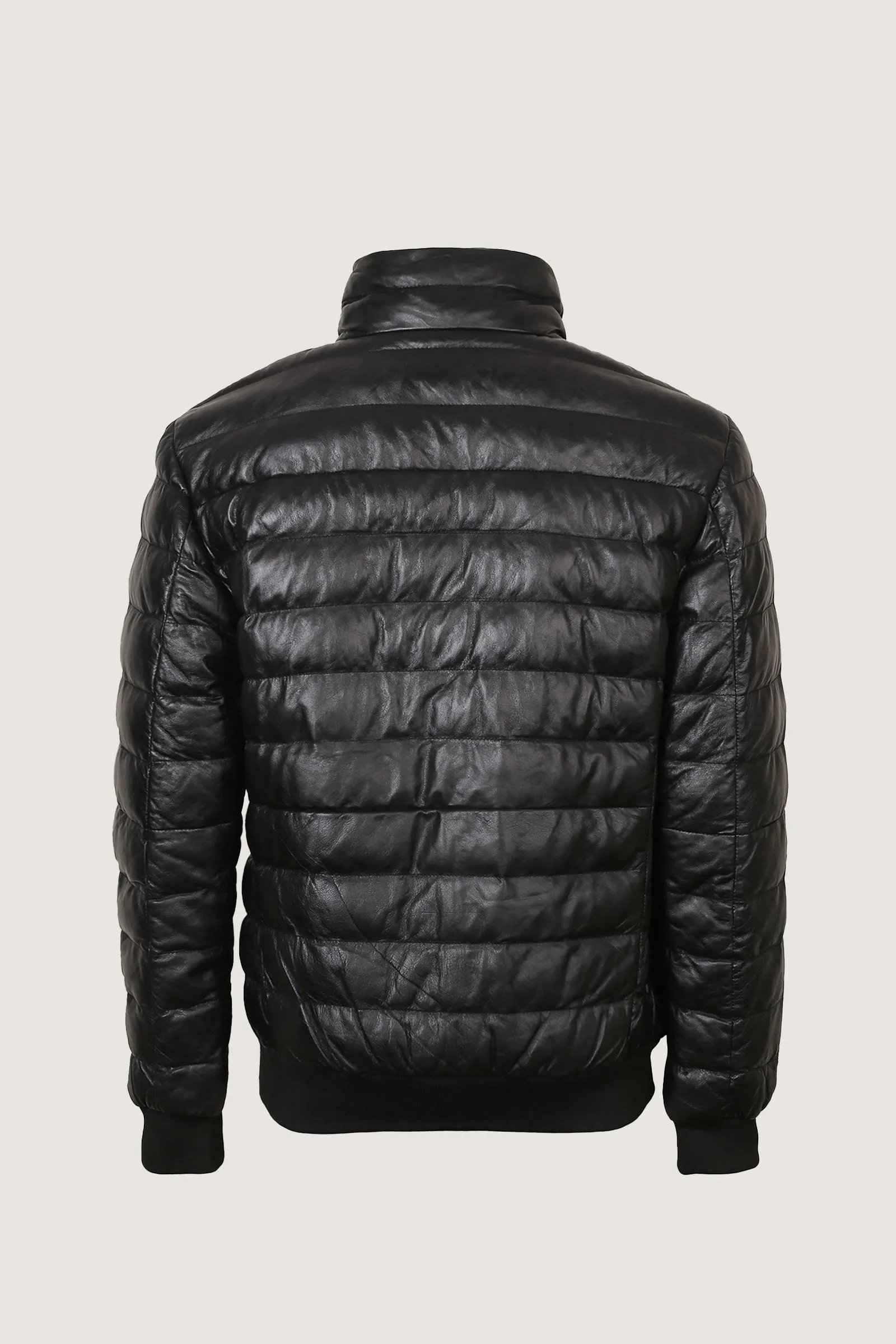 Novado - Puffer Leather Jacket - Black - 1 Piece