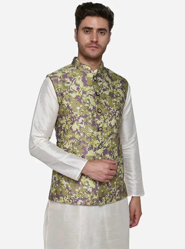 Olive Green & Purple Bandhgala Jacket | Siddhesh Chauhan