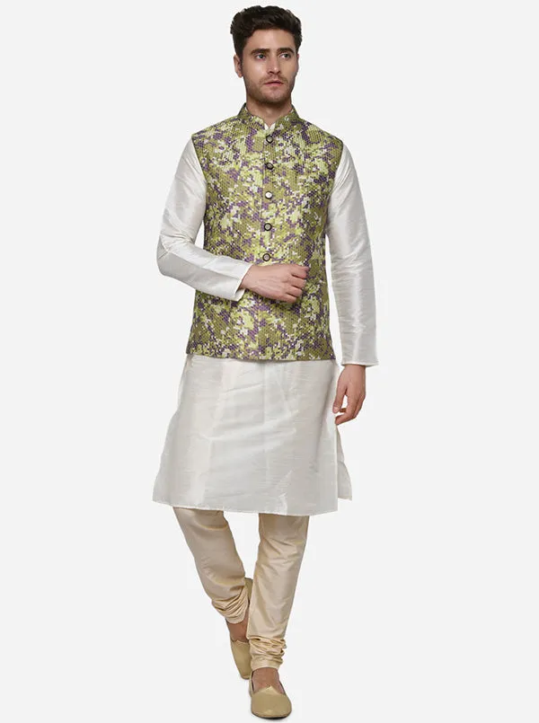 Olive Green & Purple Bandhgala Jacket | Siddhesh Chauhan