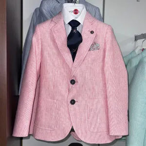 One Varones Boys Pale Red Stripe Blazer