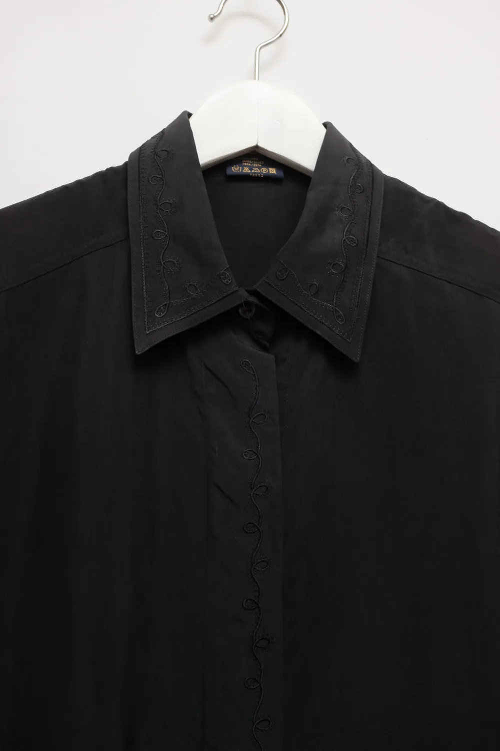 PURE SILK BLACK SHORT ARM SHIRT