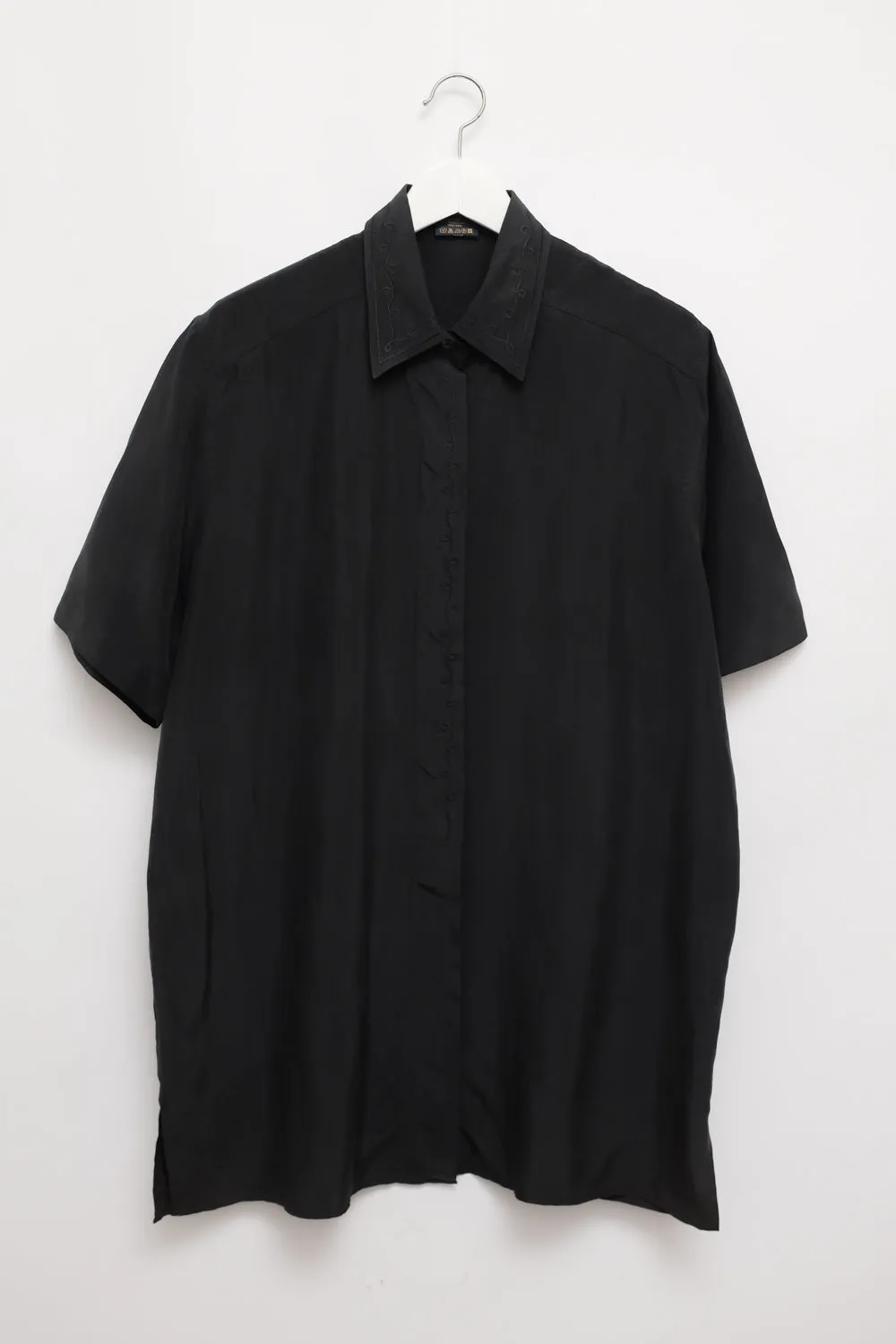 PURE SILK BLACK SHORT ARM SHIRT