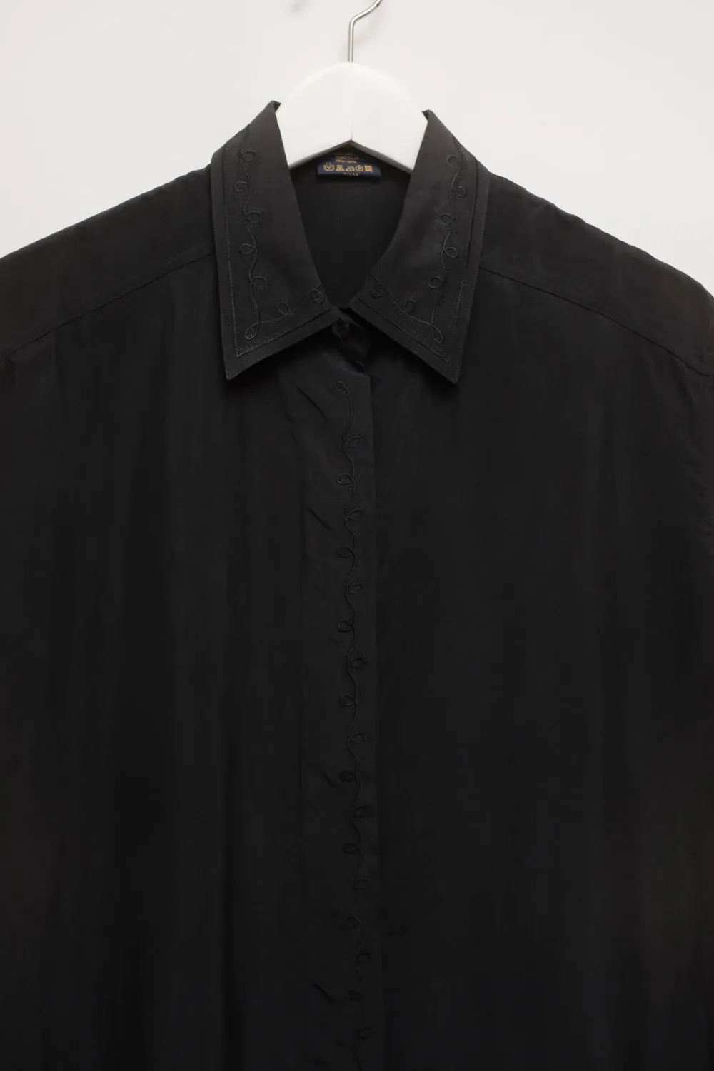 PURE SILK BLACK SHORT ARM SHIRT