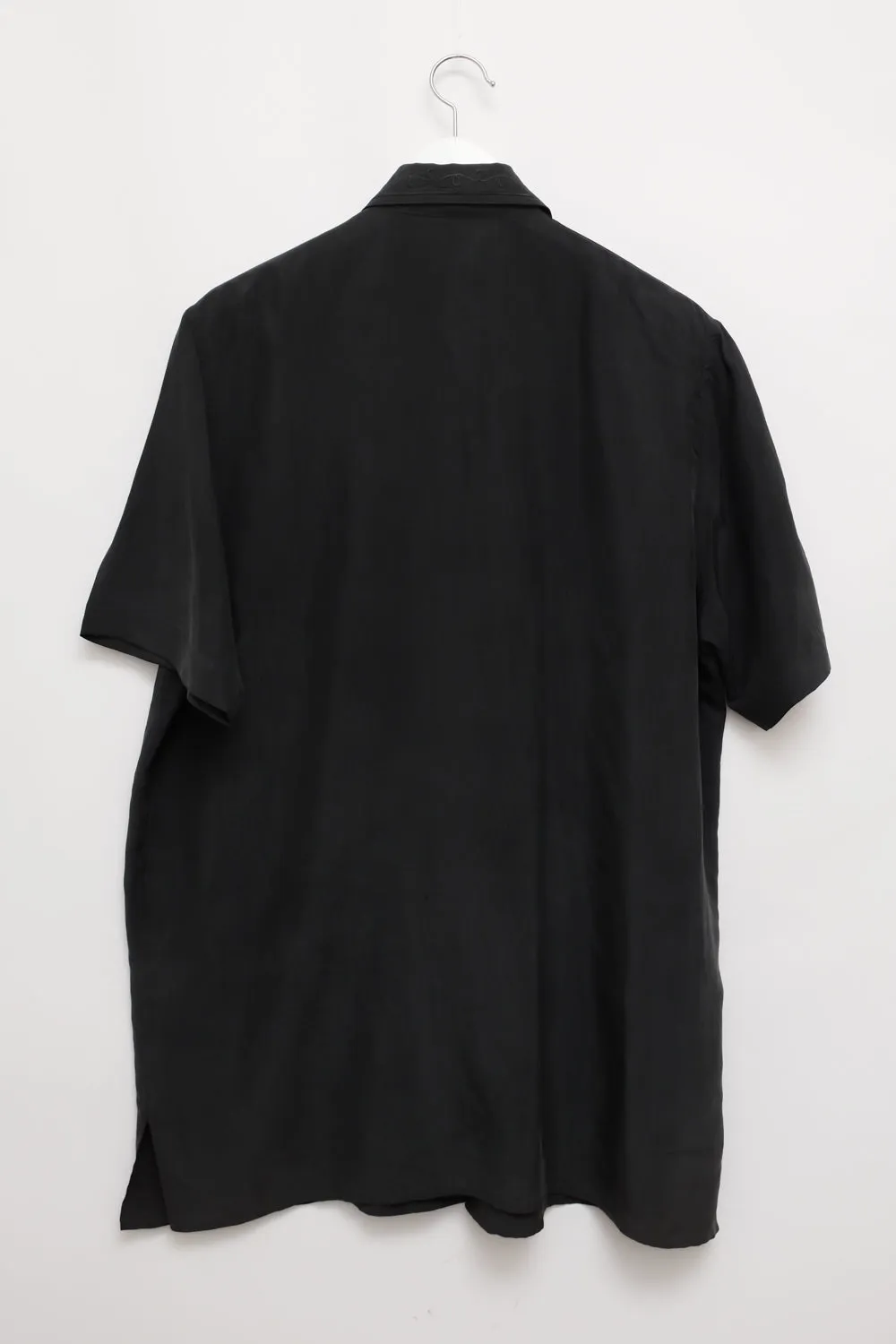 PURE SILK BLACK SHORT ARM SHIRT