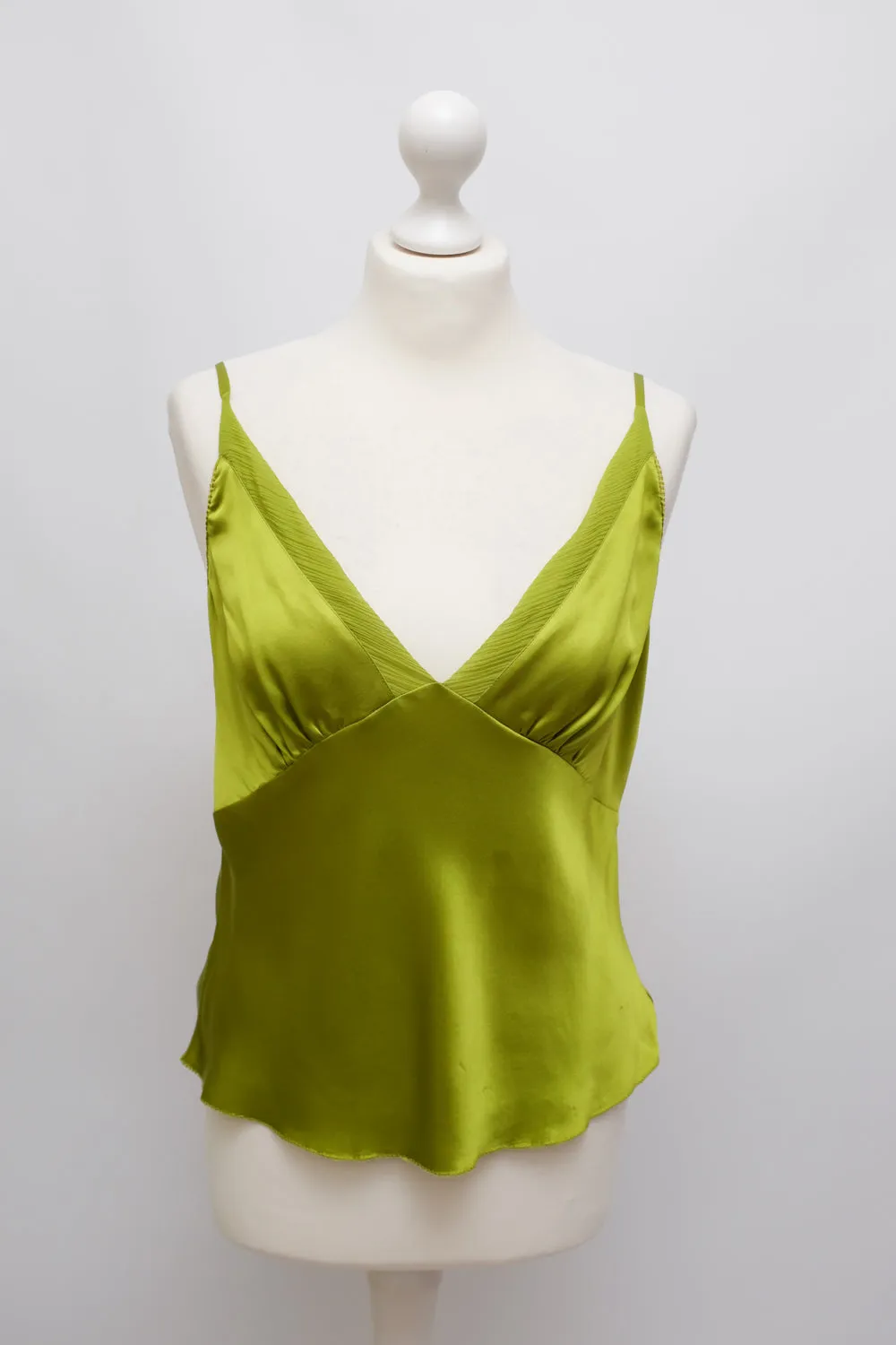 PURE SILK SATIN GREEN CAMISOLE