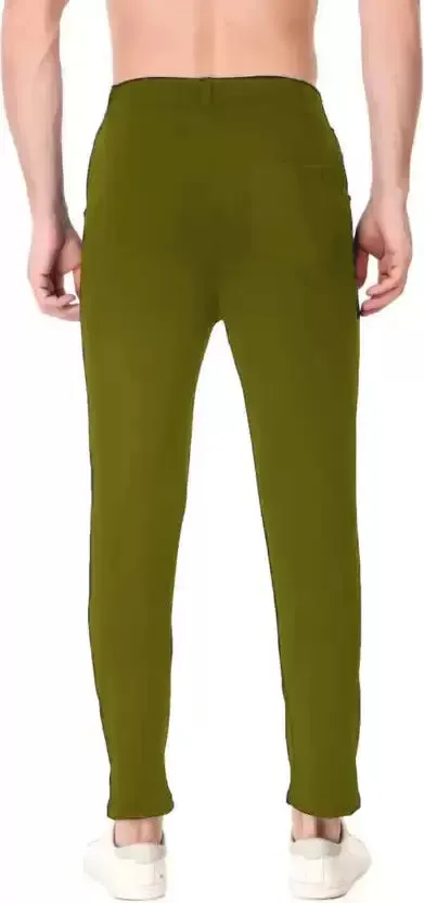 Regular Fit Men Dark Yellow Lycra Blend Trousers