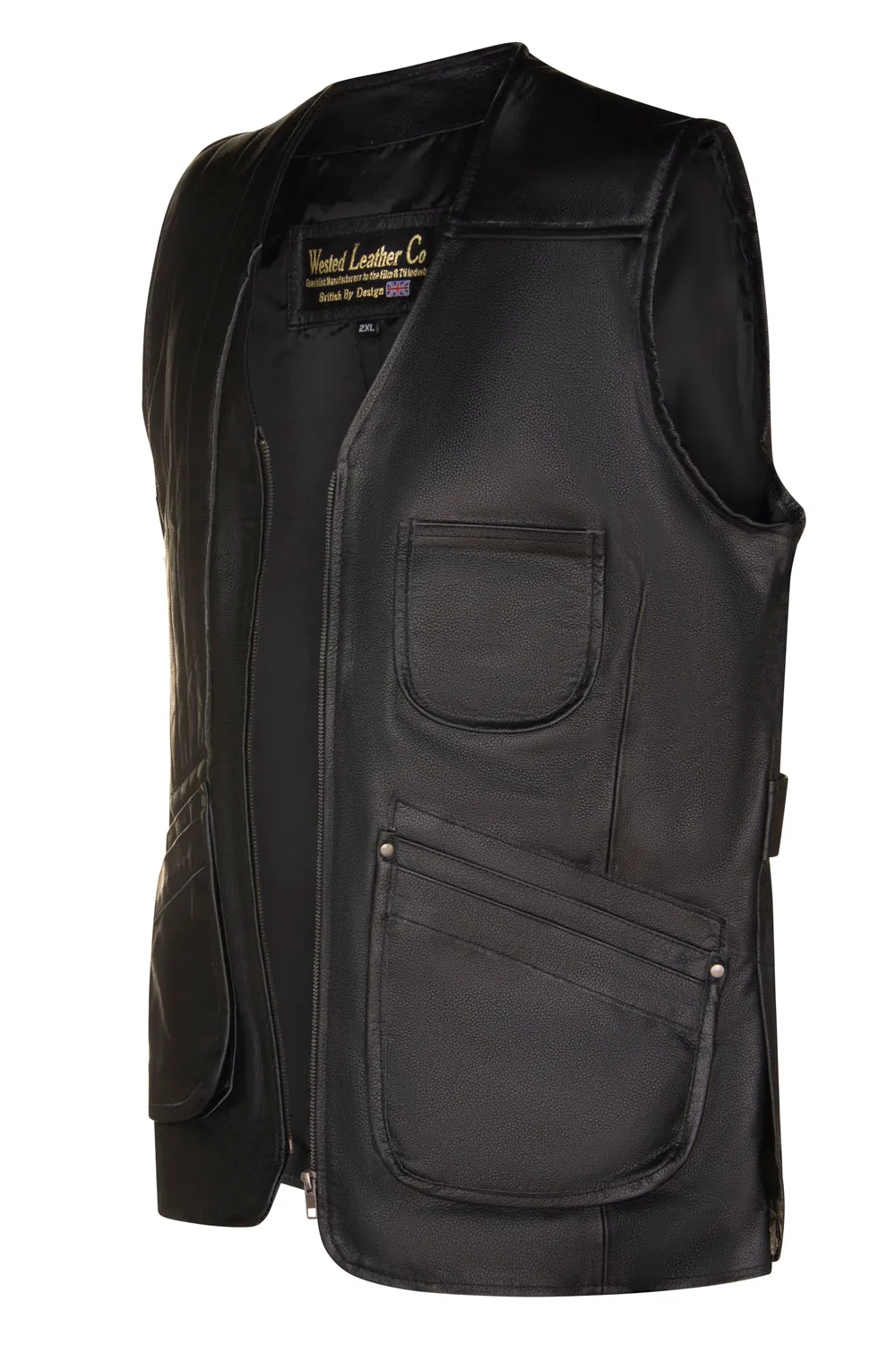 Right Handed Skeet/Shooting Vest in Full BLACK Cow Hide