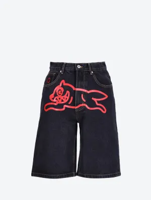 Running dog denim shorts