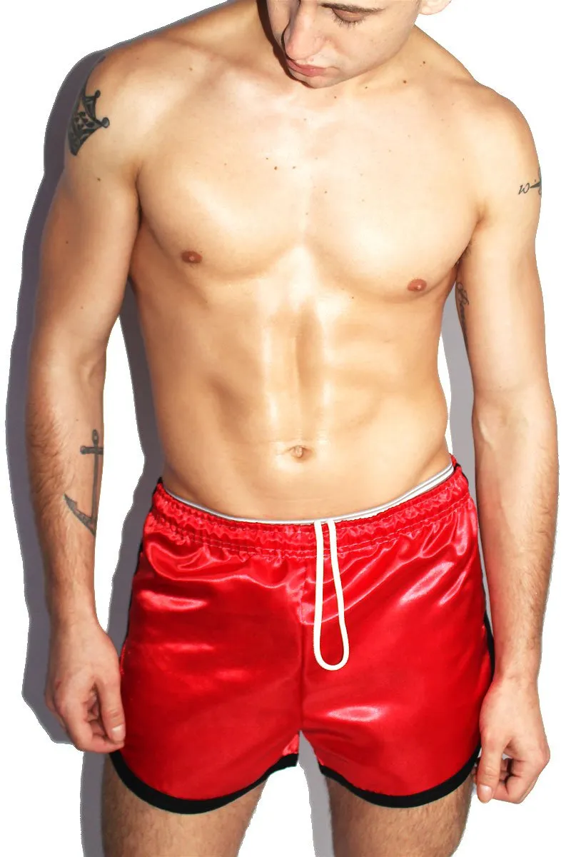 Satin Running Shorts-Red