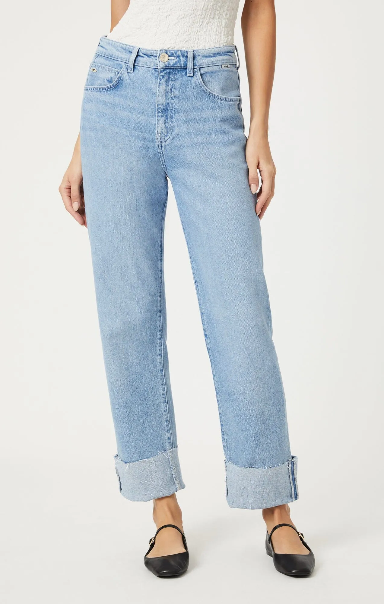 SAVANNAH CUFFED STRAIGHT LEG IN NATURAL LIGHT DENIM