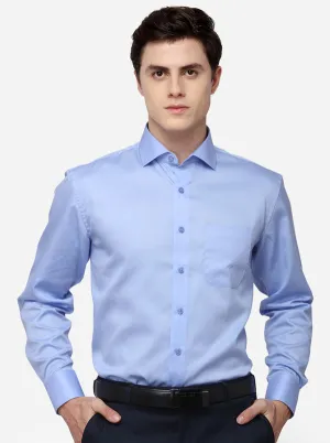 Sky Blue Solid Regular Fit Formal Shirt | JadeBlue