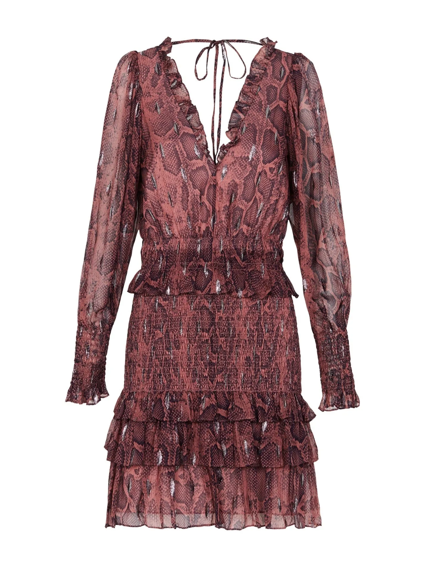 Snake Print Smocked Clip Dress